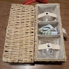Hearth and Hand Woven Romantic Picnic Bottle and 2 Glass Carrier Set