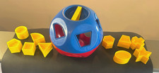 Vintage Tupperware Shape O Toy Ball - Classic Red Blue Complete 10 Shape Sorter