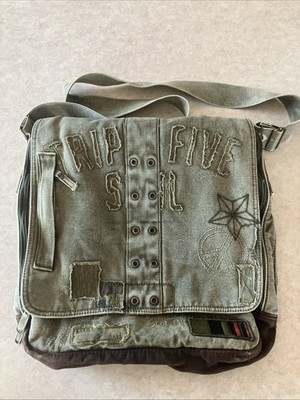 Vtg Triple Five Soul 555 Distressed Canvas Y2K Messenger Bag Travel