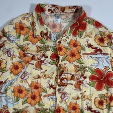 Disney Parks Hawaiian Buttuon Up Shirt Mens XL X-Large Beach Hula Surf Floral