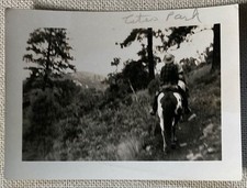 Vintage Photo horseback Riding Estes Park Colorado Black & White 3.5" x 2.5"