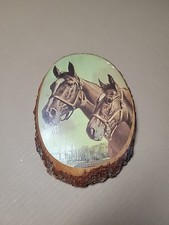 Pearisburg, Va Decoupage Live Edge Plaque Horses "BLUE GRASS CHAMPS" Made in USA