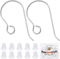 1 Box 20 StüCk 0.7Mm Pin 304 Edelstahl Ohr Draht Haken 3Mm Loch Ohrring Haken Mi