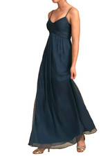 Minuet Maxi Dress Gown Medium Crinkled Chiffon Navy Blue