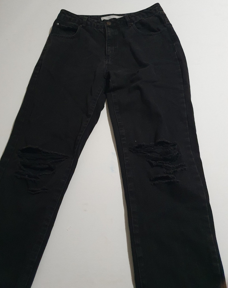 Lily Loves Size 10 Black Distressed Skinny Jeans Ripped Stretch Mid Rise Denim P
