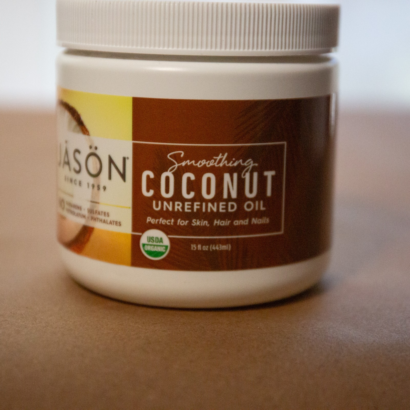 4-PACK ~ NEW Jason Organic Unrefined Oil, Smoothing Coconut, 15 Oz No Parabens