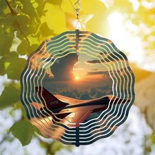 MetalHanging Wind Spinners with Futuristic Circular Patterns-Elegant Wind Chimes