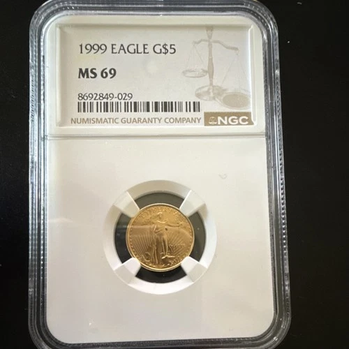 U.S. Mint American Eagle 1999 $5 Gold Coin NGC MS 69 1/10 oz 8692849-029