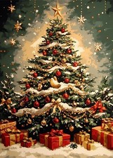 Winter Christmas Tree Star Diamond Art Kits for Adults, 5D Diamond Painting Kits