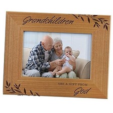 Grandchildren Are A Gift From God, Engraved Natural Wood Photo 4x6 Horizontal