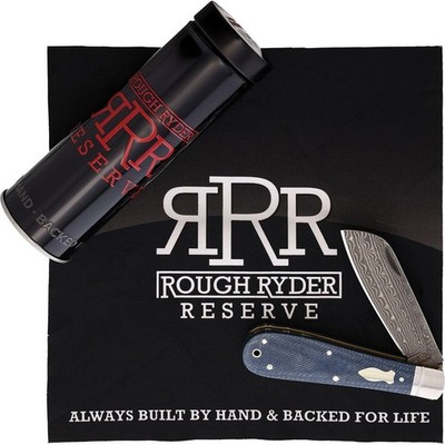 Rough Ryder Messer Reserve Patriarch Folder Damascus Slipjoint Denim Micarta