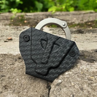 Peerless Hinged Handcuff Carrier, Black Basket Weave, Kydex, Molle-Lok, Holster