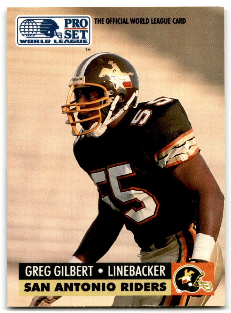 1991 Pro Set WLAF World Bowl Combo Greg Gilbert San Antonio Riders #32