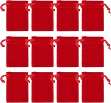 100Pcs 2 X 2.8 Inch Velvet Cloth Jewelry Pouches Velvet Drawstring Bags Christma