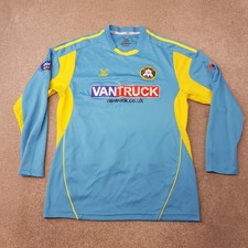 Rhyl FC Mens Football Shirt Large Blue Yellow FBT Long Sleeve Away 2014/15 Wales