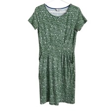 Boden Green Floral Phoebe Jersey Dress Sz 8 Short Sleeve Tea Garden Party Preppy