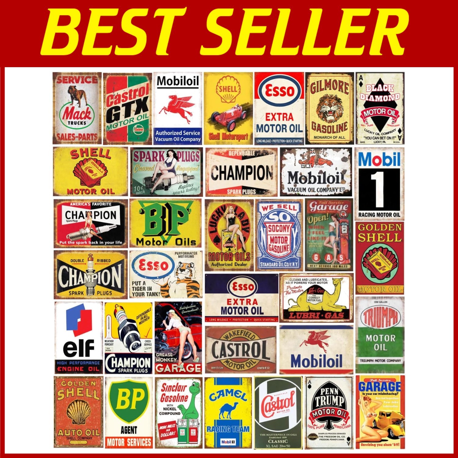 Nostalgic Car Decor Collection - 35 Pieces