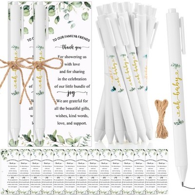 50 Set Baby Shower Pens Greenery Baby Shower Favor for Guest Sage Ballpoint P...