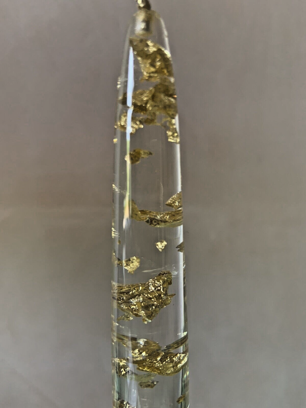 2 Nachtmann vintage Lucite taper decorative Clear Gold Flake candle