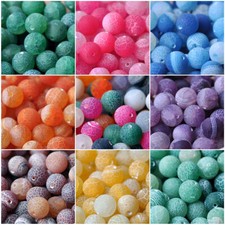 6mm/8mm/10mm Round Matte Frosted Agate Gemstone Natural Stone Loose Spacer Beads