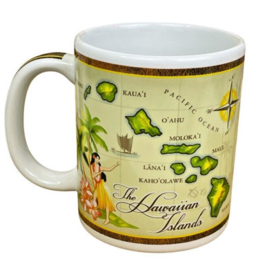 Hawaiian Island Heritage Vintage Map Hula Girl Travel Ocean 2013 Coffee Mug 