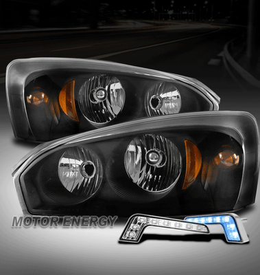 For Chevy 04-07 Malibu Black LED DRL Halo Projector Headlights Head Lamps Pair For Chevy 04-07 Malibu Black LED DRL Halo Projector Headlights Head Lamps Pair