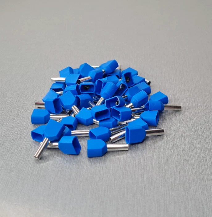 25/50/100Pcs TE2510 14AWG 2*2.5mm² BLUE Insulated Dual Ferrule Bootlace Crimp - image 4 of 4