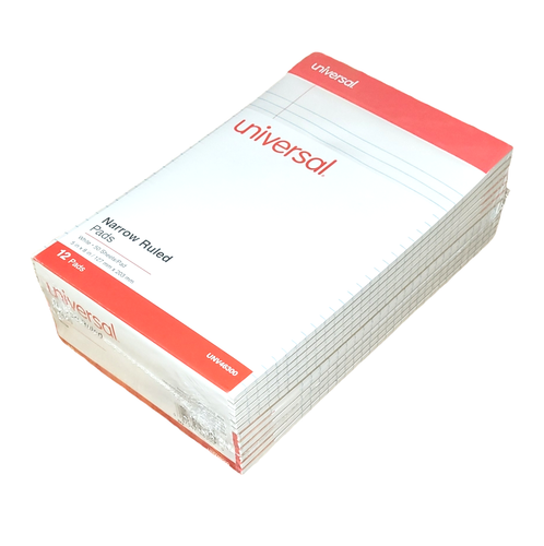 5x8 Perforated Edge Writing Pad 12-Pack UNIVERSAL White 50 Sheet NEW Narrow Rule - Bild 1 von 5