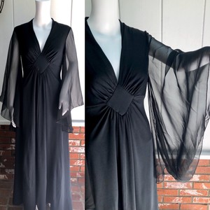 chiffon angel sleeve maxi dress