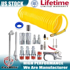 Air Compressor Accessory Kit 1/4" NPT Air Tool Kit 25Ft Recoil Hose Gun Tire NEW