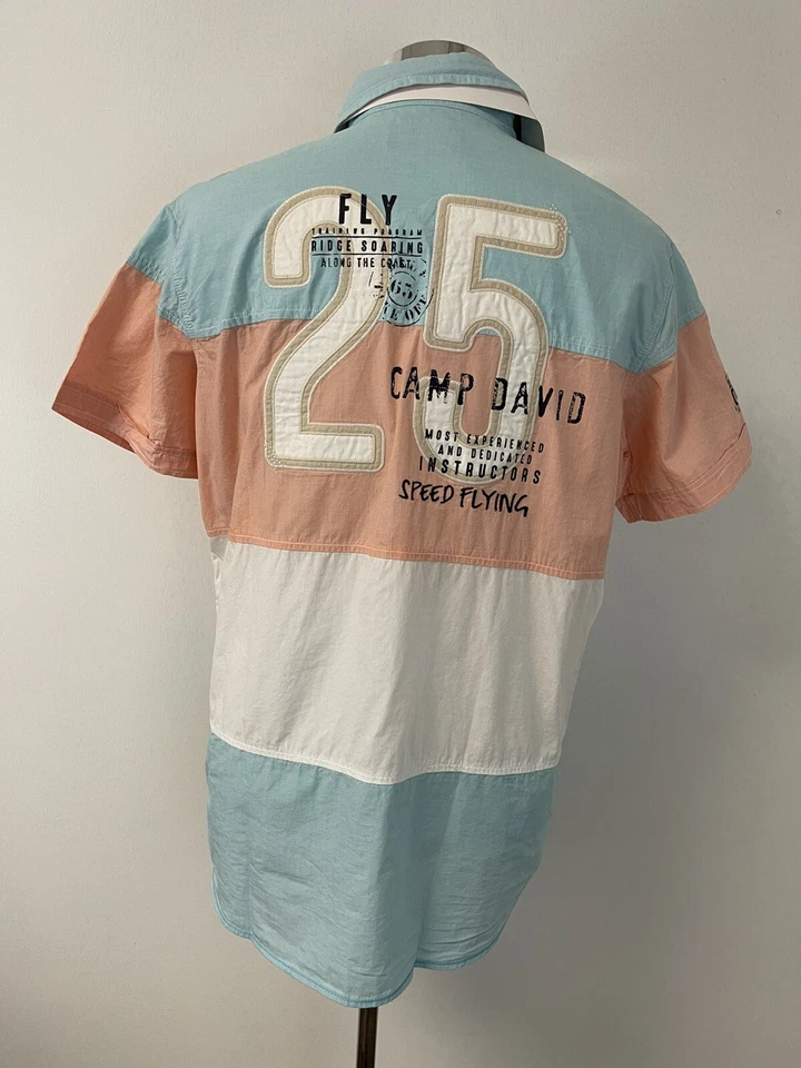 Рубашка мужская Camp David средняя на пуговицах вышитая цветной блок короткий рукав N172 - Изображение 2 из 4
