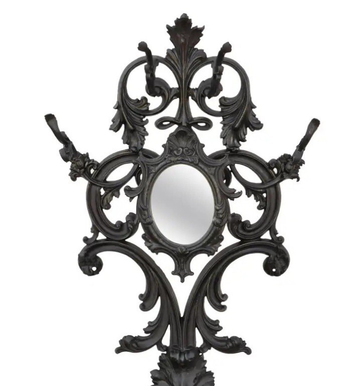 19th Century Cast Iron Hall Tree French Rococo Style Victorian Coat  Rack