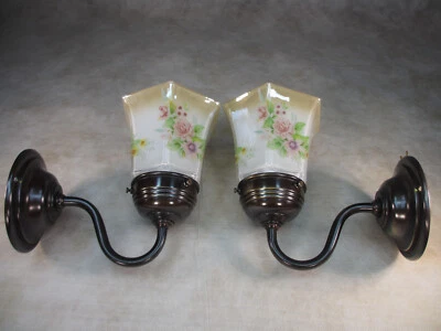 1 von 2 Vintage Lampe Florale Messing Wandlampe Vintage Wandleuchte Flurlampe - Bild 1 von 4