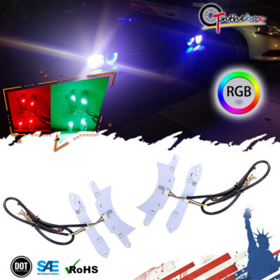 Car RGBW Halo DRL Board Headlight Bluetooth Control Fit 2015-18 Dodge Challenger