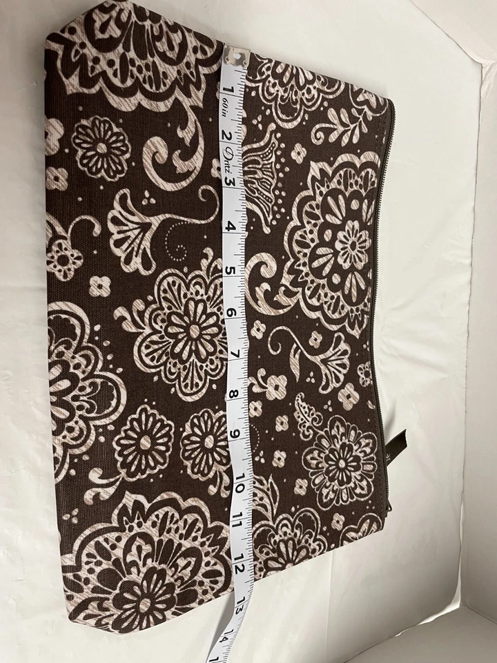 Thirty-One 31 Mini Bolsa con Cremallera Marrón Bloques de Madera Diseño Floral NUEVO Foto 3 de 4