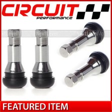 4 Circuit Racing Tr413 Short Chrome Sleeve Snap-in Valve Stems Fits Ford Chevy