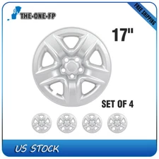 17" Set of 4 Snap On Full Hub Caps Wheel Covers Fit R17 Tire & Rim Silver ABS