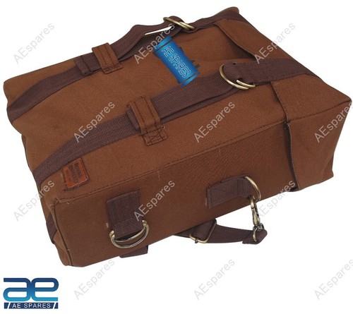 Military Pannier Brown Bags Pair For Royal Enfield Classic 350cc 500cc NEW - Foto 5 di 12