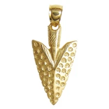 New 14k Yellow Gold 3-D Arrowhead Pendant