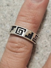 Kabana Sterling Silver 925 Tribal Design Ring.  Size 6.5. SIGNED 4.9 GRAMS.