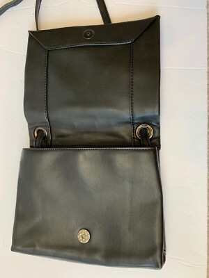 Adolfo Dominguez Black Soft Snap Closure Crossbody Handbag Purse