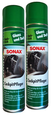 2 x SONAX CockpitPfleger Apple-fresh 400ml, Kunststoffpflege, Pflegespray