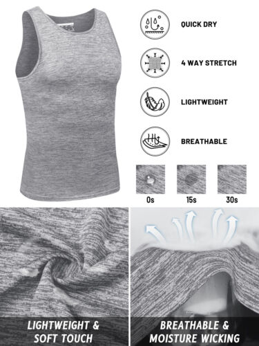 Herren Tank Tops ärmellos Muskeln Sport Sport Fitnessstudio Training schnell trocknen A-Shirt - Bild 62 von 97