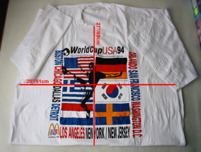 VERY RARE VINTAGE 90'S MCDONALDS USA WORLD CUP 94 FLAGS T-SHIRT XL