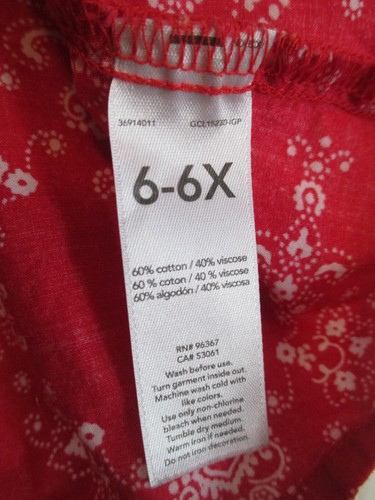 VGUC Oshkosh B’Gosh flutter sleeve handkerchief crop top sx 6/6x - Picture 5 of 5