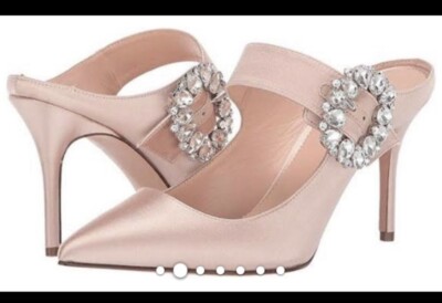 Elsie Mary Jane satin mules with jewel buckle Item AE849 Sz