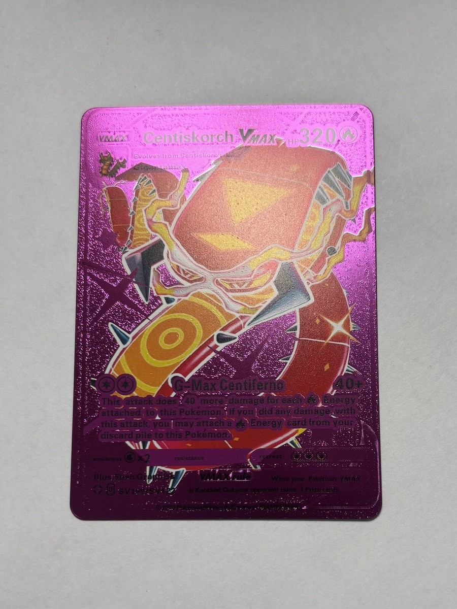 Rainbow Centiskorch VMAX Magenta Foil Cosplay Display Card TCG Fan