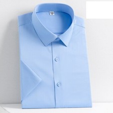 Mens Dress Shirts Short Sleeves Formal Business No Iron Elastic Casual Shirts