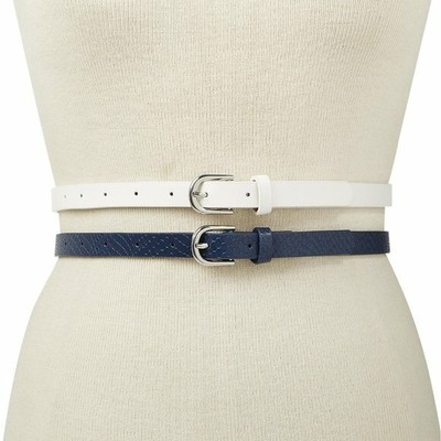 white skinny belt