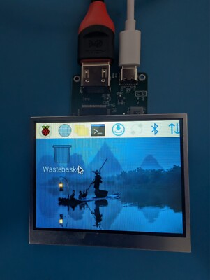 3.5'' Display (320x240, 1000 Nits) With TFP401 HDMI Adapter For Raspberry Pi